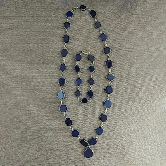 Necklace and Bracelet Set Blue - Picture 1 of 3